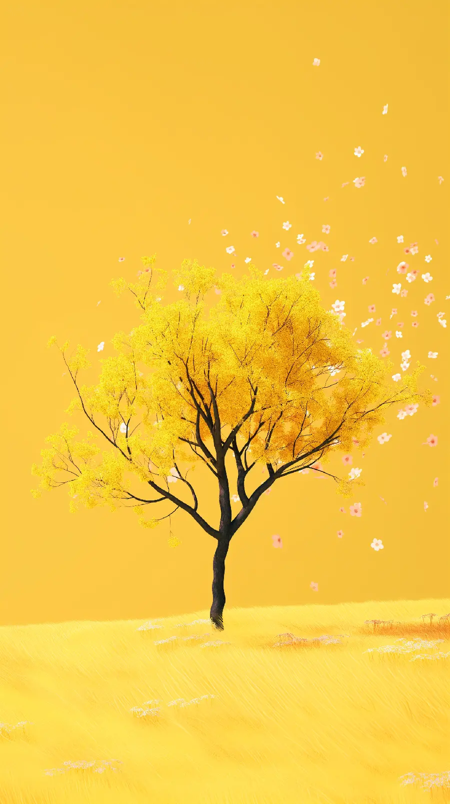 دانلود عکس درخت با برگ های زرد تصویر زمینه گوشی با کیفیت بالا