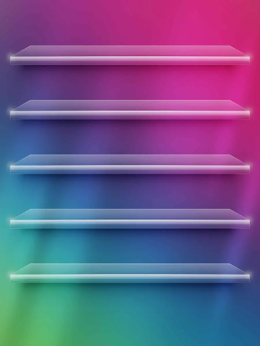 تصویر قفسه‌های ساده با تصویری رنگین کمانی مناسب برای بک گراند گوشی