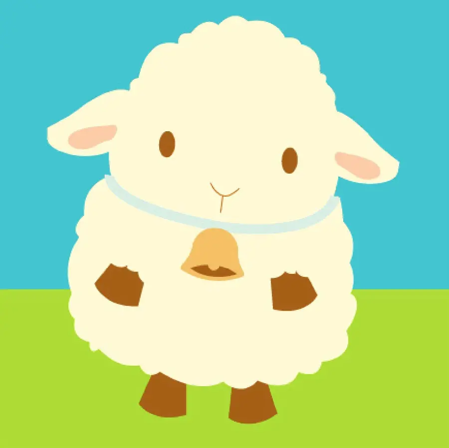 تصویر نقاشی کارتونی از گوسفند با زنگوله