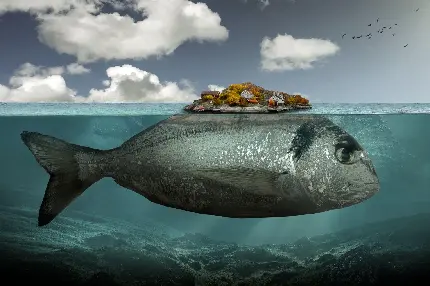 تصویر ماهی بزرگ سورئال زیر آب