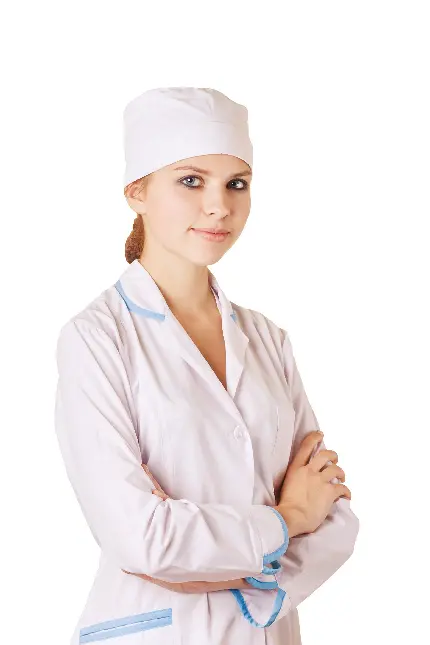 پروفایل پزشکی دخترانه با طرح خانم دکتر زیبا در لباس سفید