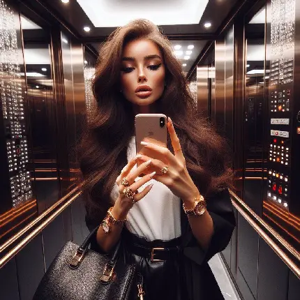 عکس پروفایل دختر جذاب و خوشتیپ در آسانسور