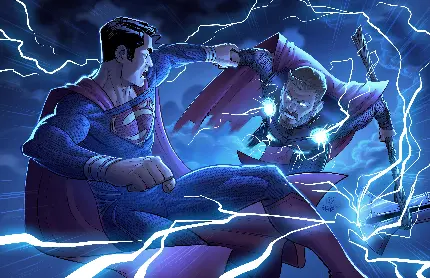 عکس نقاشی کمیک بوک ثور در مقابل سوپرمن