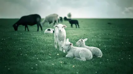 عکس مزرعه حیوانات و گوسفندهای سفید و خوشگل