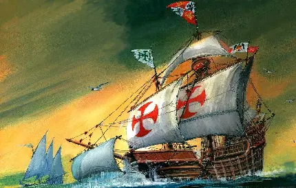 نقاشی کشتی بادبانی کریستف کلمب کاشف