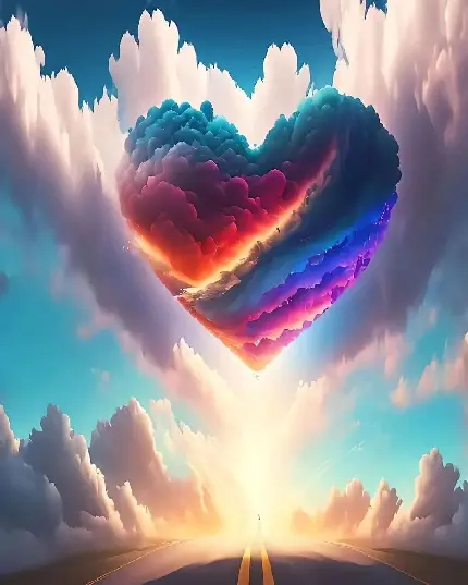 عکس پروفایل قلب رنگی در آسمان