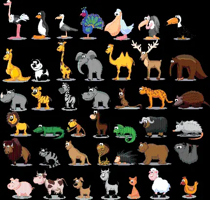 نقاشی PNG انواع حیوانات بدون پس زمینه