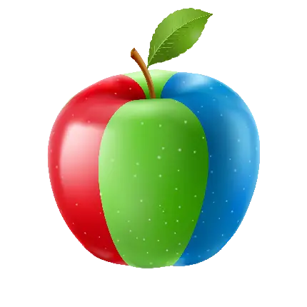 دانلود عکس با کیفیت رنگارنگ آبی قرمز سبز PNG تک سیب