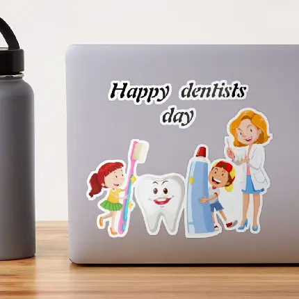 استیکر happy dentist day برای پشت لپ تاپ