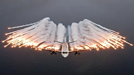 تصویر مانور هواپیما در برابر موشک‌های جنگی