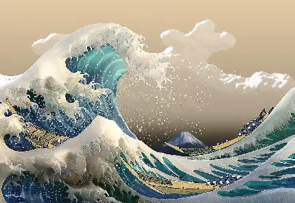 زیباترین عکس نقاشی موج عظیم کاناگاوا یادآور تلخی دریا