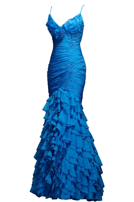 تصویر فوق العاده از لباس مجلسی آبی رنگ به صورت png