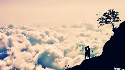 پس زمینه خاص هنری لحظات عاشقانه زوج رمانتیک در کنار هم
