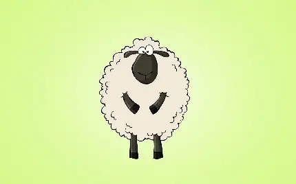 تصویر نقاشی کارتونی گوسفند در بک گراند سبز