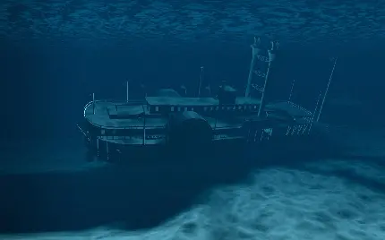 کشتی غرق شده سورئال زیر آب