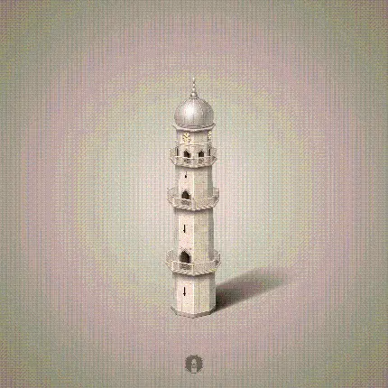 تصویر سه بعدی از مناره‌های مساجد اسلامی معماری