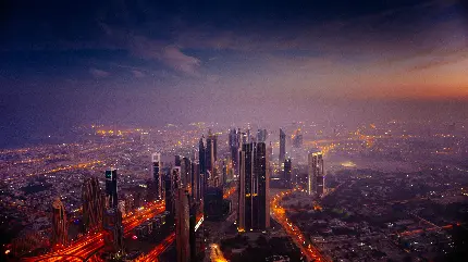 دانلود رایگان بک گراند دبی در شب و نورهای زیبا با کیفیت 6K