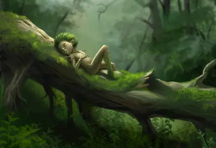تصویر نقاشی و فانتزی از پسر تنهای جنگلی