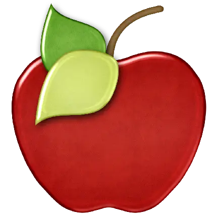 نقاشی PNG تک سیب قرمز با برگ سبز
