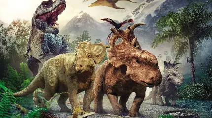دانلود تصویر انواع دایناسورهای بزرگ گوشتخوار و گیاهخوار سه بعدی