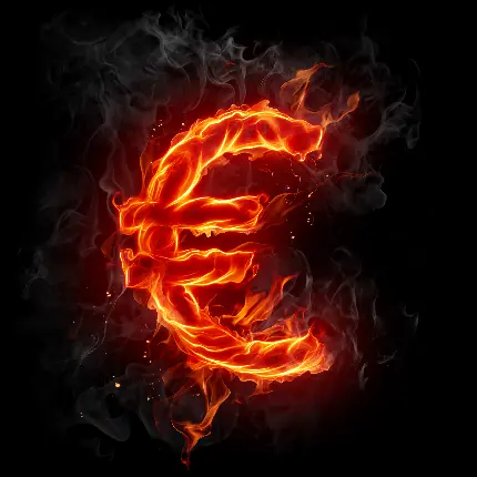 عکس علامت یورو آتش گرفته برای پروفایل