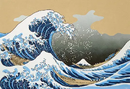 تصاویر موج عظیم کاناگاوا یک نقاشی ژاپنی مشهور اثر کاتسوشیکا هوکوسای