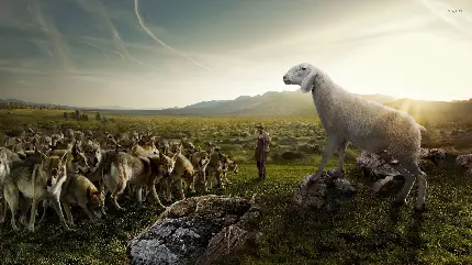 گوسفند در حال حرف زدن با گله گرگ‌ها کس پروفایل خنده‌دار