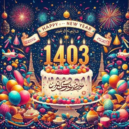 عکس تبریک نوروز و سال 1403 با طرح کیک و عدد 1403