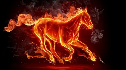 عکس اسب از جنس آتش در حال دویدن و جادویی