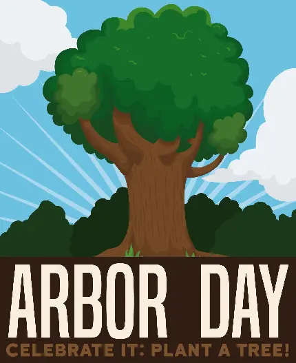 عکس نوشته تبریک Happy Arbor Day یا روز درخت‌کاری