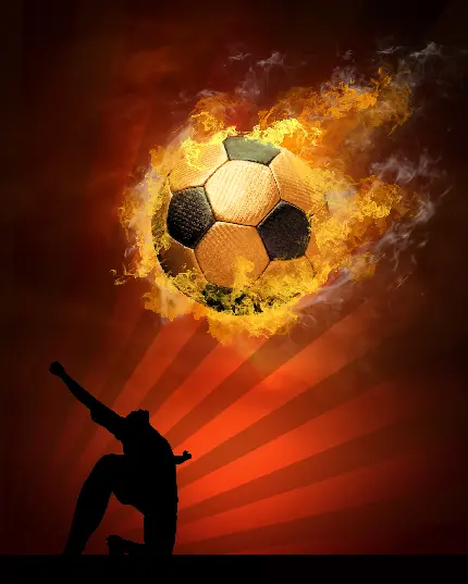 عکس توپ فوتبال آتش گرفته با دود فانتزی