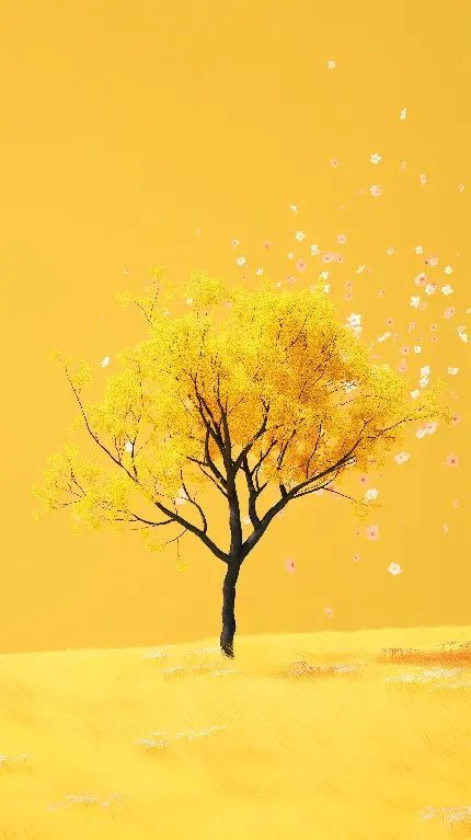 دانلود عکس درخت با برگ های زرد تصویر زمینه گوشی با کیفیت بالا