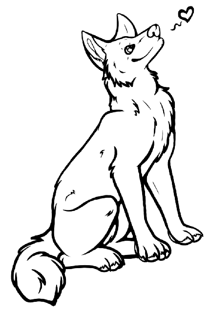 عکس پس زمینه بامزه نقاشی گرگ سیاه سفید PNG