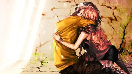 تصویر کارتونی هنری زوج عاشق برای پست و استوری اینستاگرام