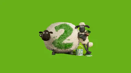 تصویر گوسفند انیمیشنی در بک گراند سبز و عدد ۲