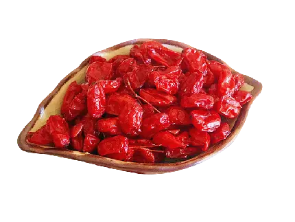 تصویر png زغال اخته خشک داخل ظرفی به شکل برگ درخت