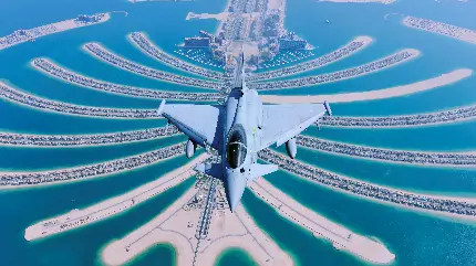 عکس جنگنده هوایی بر فراز جزیره نخل در دبی