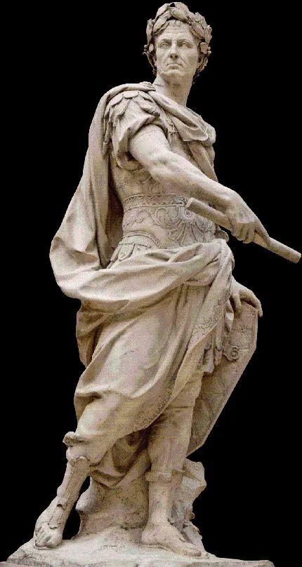 دانلود تصویر مجسمه ژولیوس سزار با کیفیت hd در پس زمینه مشکی