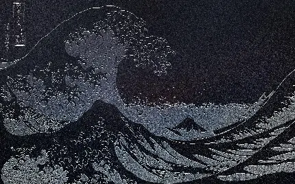 تابلو نقاشی ژاپنی موج بزرگ دریا با ارتفاع چندین متری با کیفیت بالا
