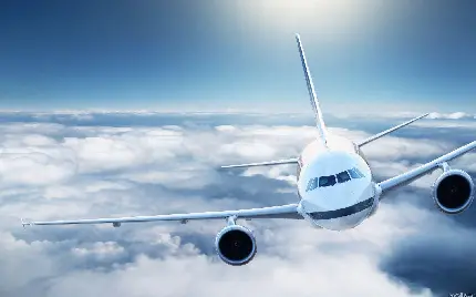 تصویر هواپیما در حال پرواز بر فراز ابرها با کیفیت hd