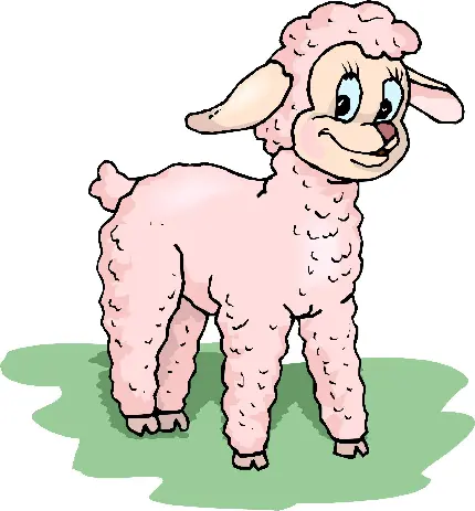 کاشی کارتونی گوسفند با پشم‌های صورتی ساده