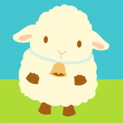 تصویر نقاشی کارتونی از گوسفند با زنگوله