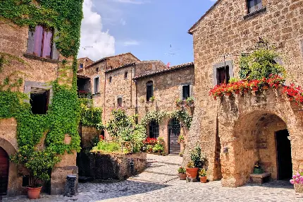 عکس بافت سنتی خیابان‌های ایتالیا و خانه‌های سنگی