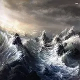 عکس زمینه نقاشی موج بزرگ اقیانوس با ضربه های تخریب کننده