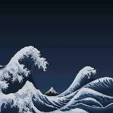 پس زمینه نقاشی منظره کوه و موج بزرگ و تکان دهنده اقیانوس