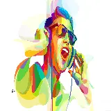 تصویر زمینه نقاشی رنگارنگ خواننده همراه با ریتم موسیقی