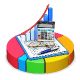 چاپ قاب موبایل و گوشی PNG عکس حسابداری با نمودار صعودی و ماشین حساب 