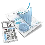 چاپ قاب موبایل و گوشی عکس png حسابداری و ماشین حساب و نمودار های آبی رنگ 