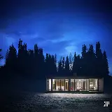 چاپ قاب موبایل و گوشی تصویر ویلا با نمای شیشه‌ای در شب